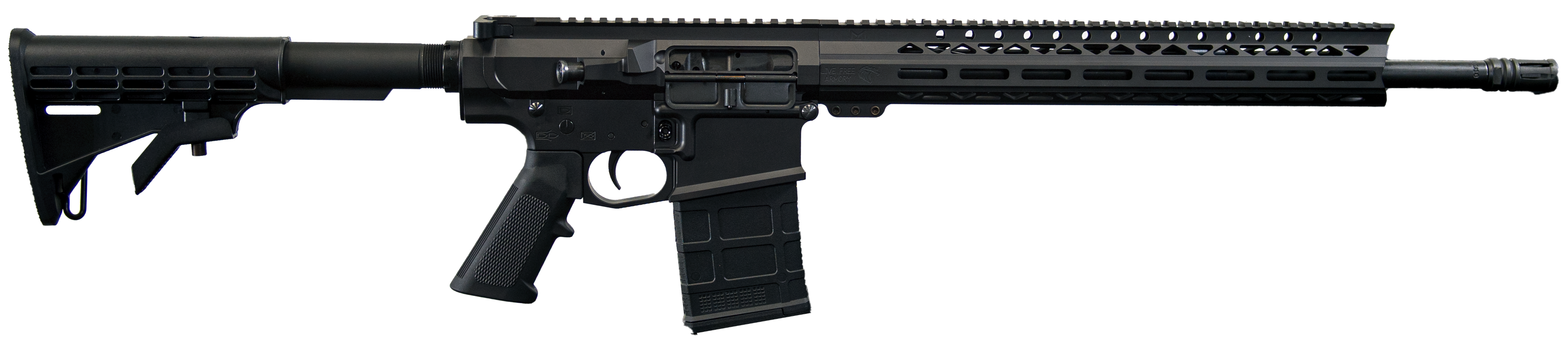 Live Free Armory LF308 Billet AR-10 Battle Rifle - Black | .308Win / 7.62NATO | 18" Barrel | 15" LFA Free Float M-LOK Rail | Classic M4-Style Stock