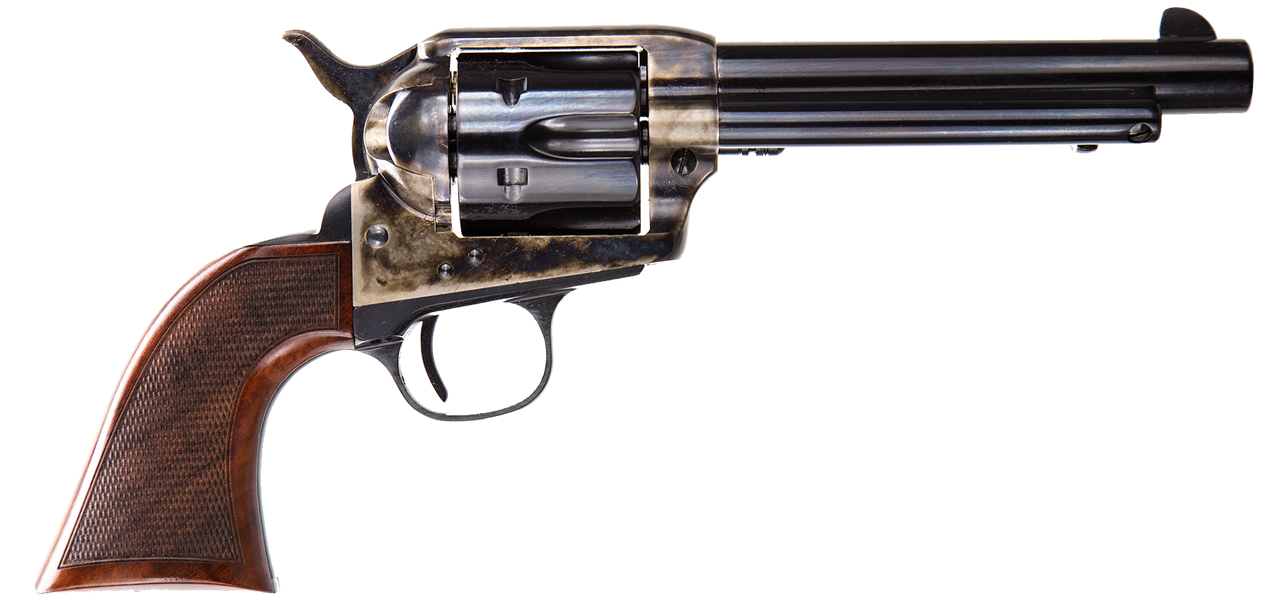 Taylors & Company 4108DE Smoke Wagon Deluxe 357 Mag 6rd 5.50" Blued Cylinder & Barrel Color Case Hardened Steel Frame Checkered Walnut Grip (Taylor Tuned)
