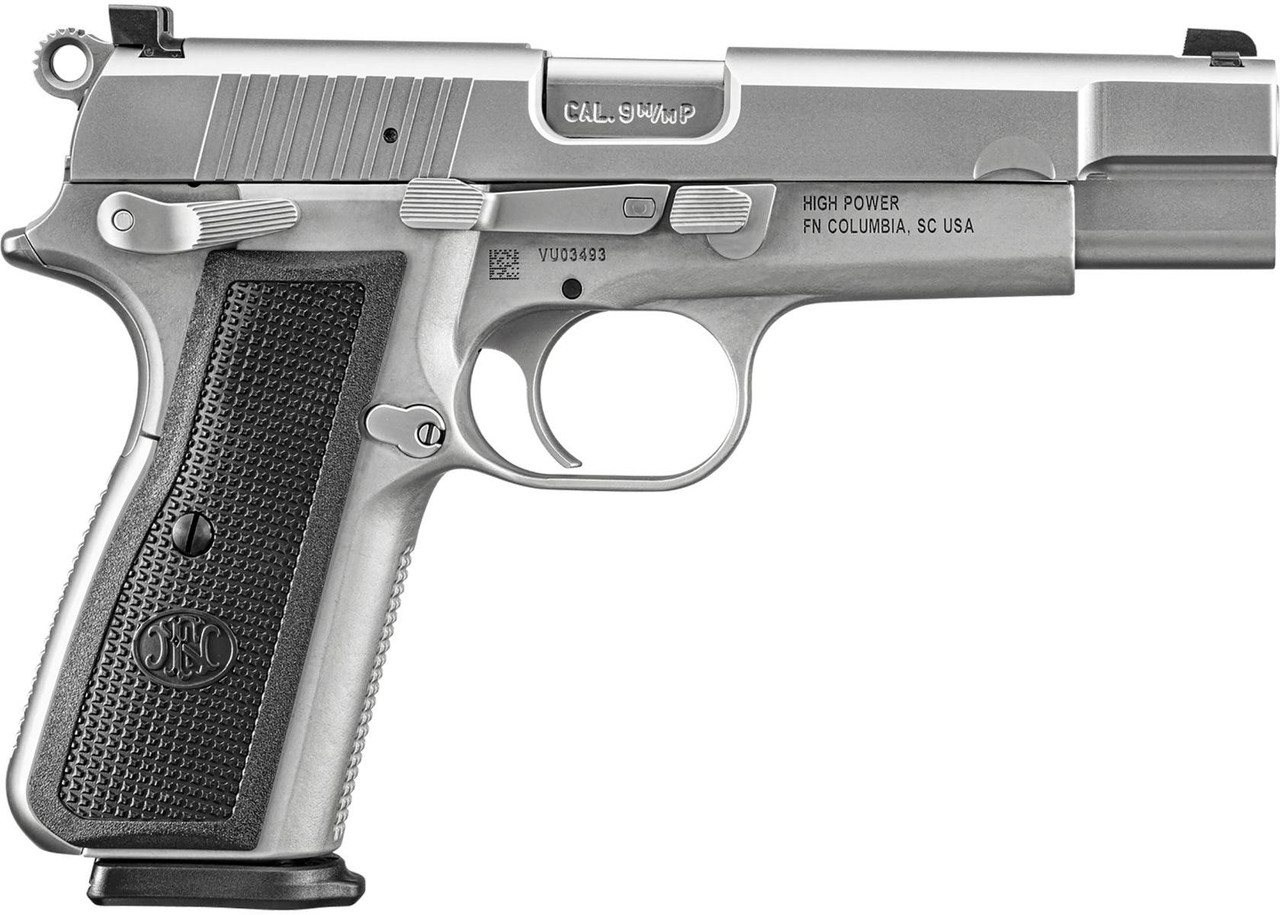 Fn High Power 9mm Luger 4.7 inch 10+1 Matte Stainless Frame Textured Polymer Grip