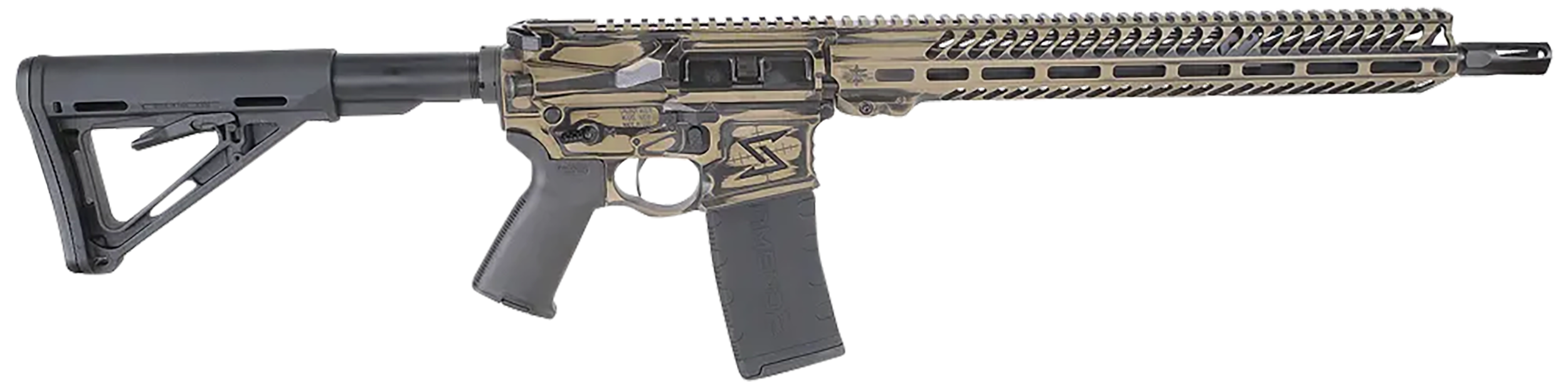 Seekins Precision 0011300073FDEBW NX15  223 Wylde 30+1 16", FDE Battleworn Rec/Handgaurd, Black Magpul Collapsible Carbine Stock & Grip, Nest Flash Hider, Timney Trigger, Ambi Controls