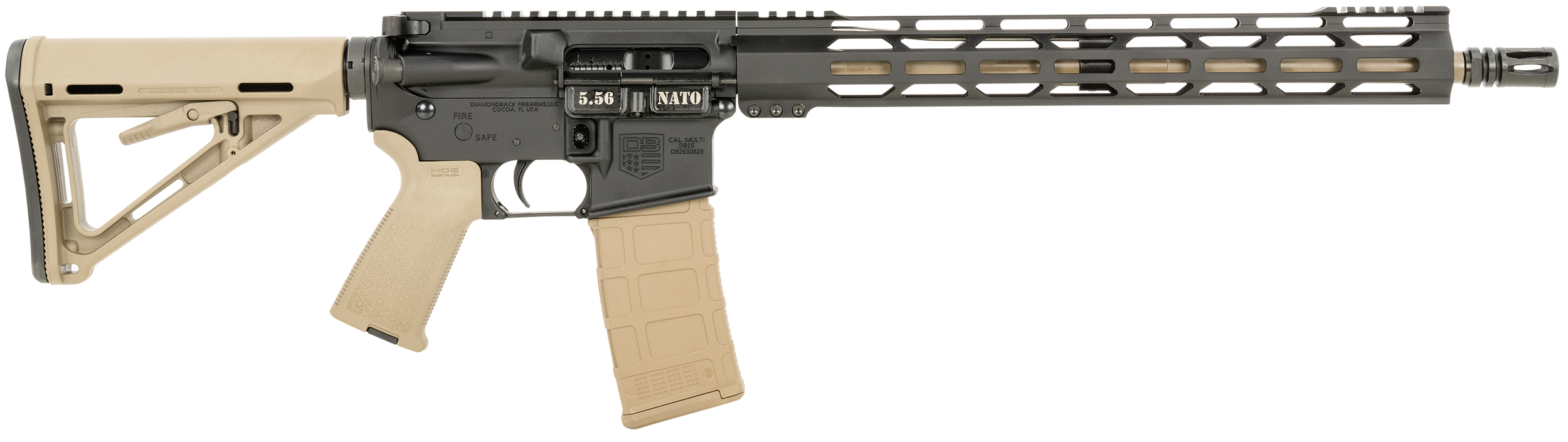 Diamondback DB15 5.56x45mm NATO 16in 30+1 FDE Magpul Stock and Grip