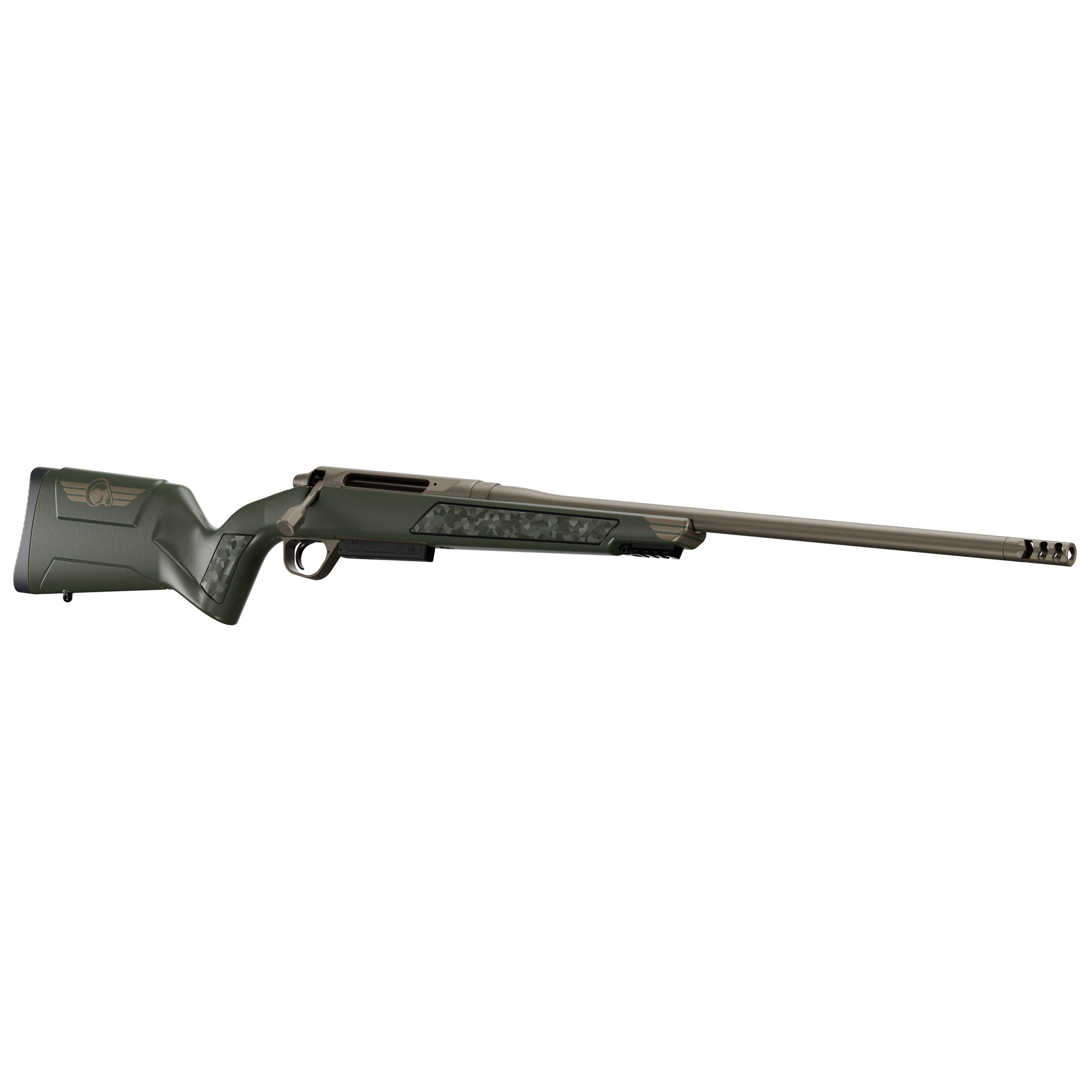 Christensen Arms 8011500600 Evoke  Full Size 308 Win 4+1 20" Burnt Bronze Cerakote #4 Contour Threaded Barrel, Gray w/Bronze Logo Hybrid Hunter w/Picatinny Rail Synthetic Stock