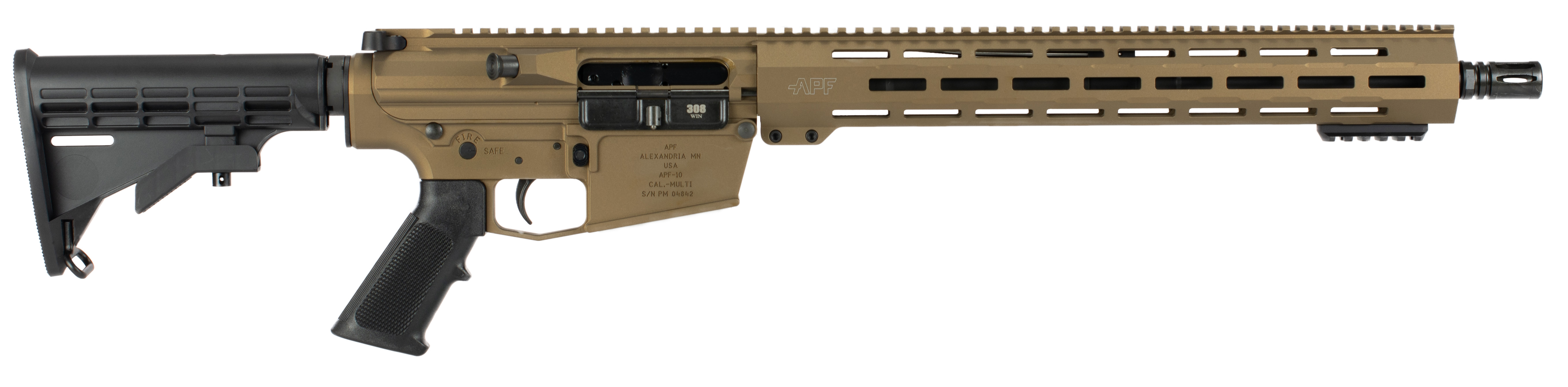 Alex Pro Firearms Guardian 308 Winchester 16in 20rd Bronze Mil Spec A2 Grip M4 Stock