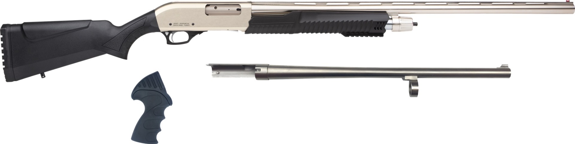 Rock Island Armory MERIVA 3-1 Combo Pump Shotgun - Chrome | 12ga | 18.5" + 28" Barrel | 4rd
