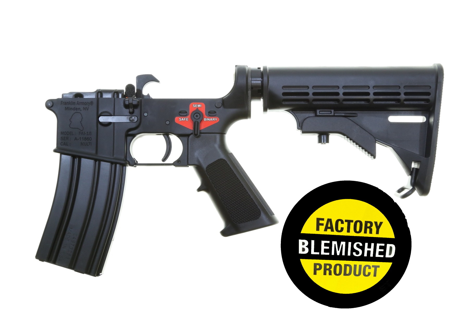 FACTORY BLEM - Franklin Armory BFSIII Equipped M4-BLR Complete AR15 Lower Receiver - Black | Installed BSFIII Trigger | M4 Rifle Buttstock | BLEMISHED, sold As-Is NO RETURNS