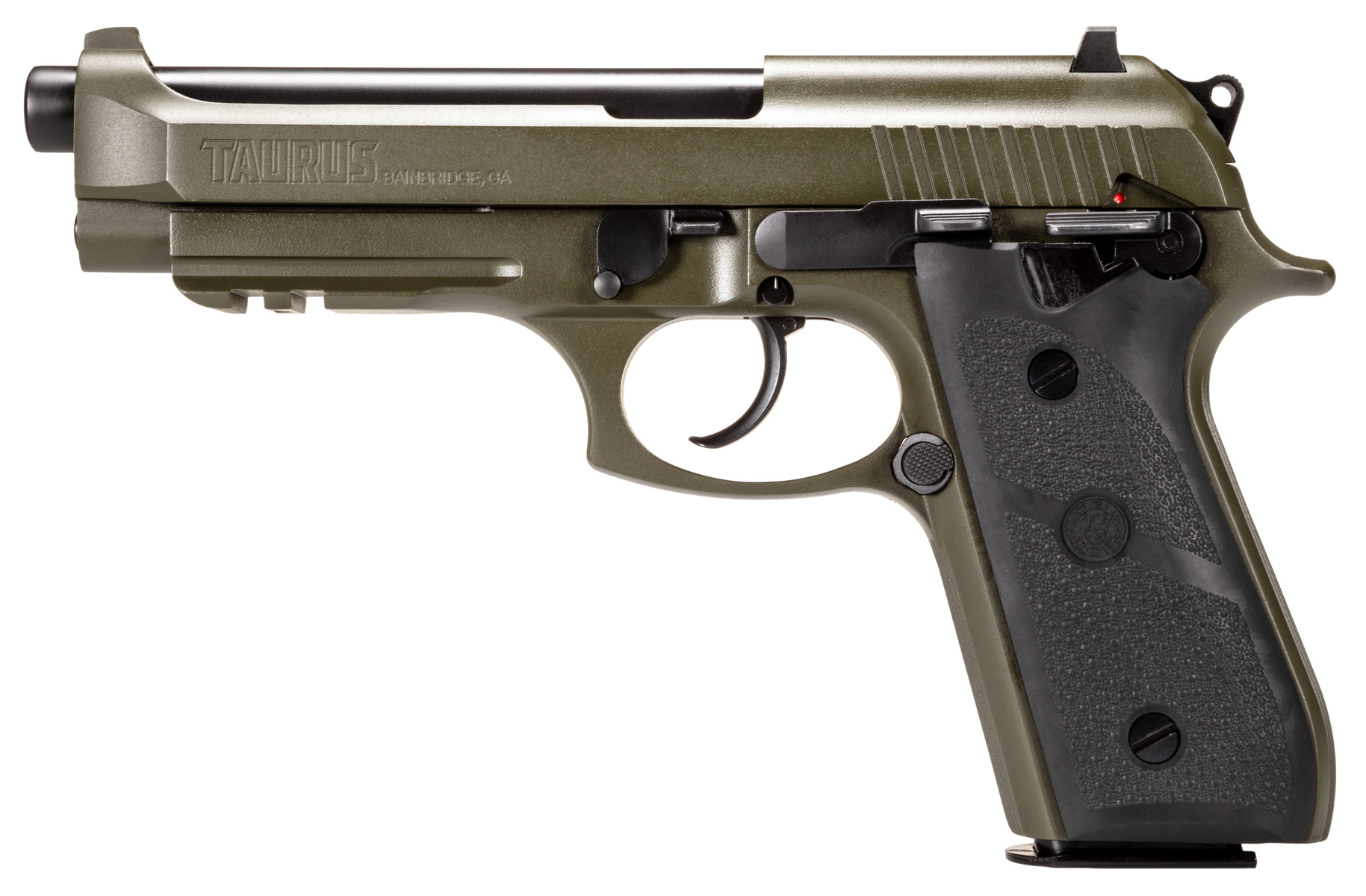 Taurus PT92 9mm Luger 5 Inch Barrel 17 Rounds OD Green Cerakote Hogue Grip