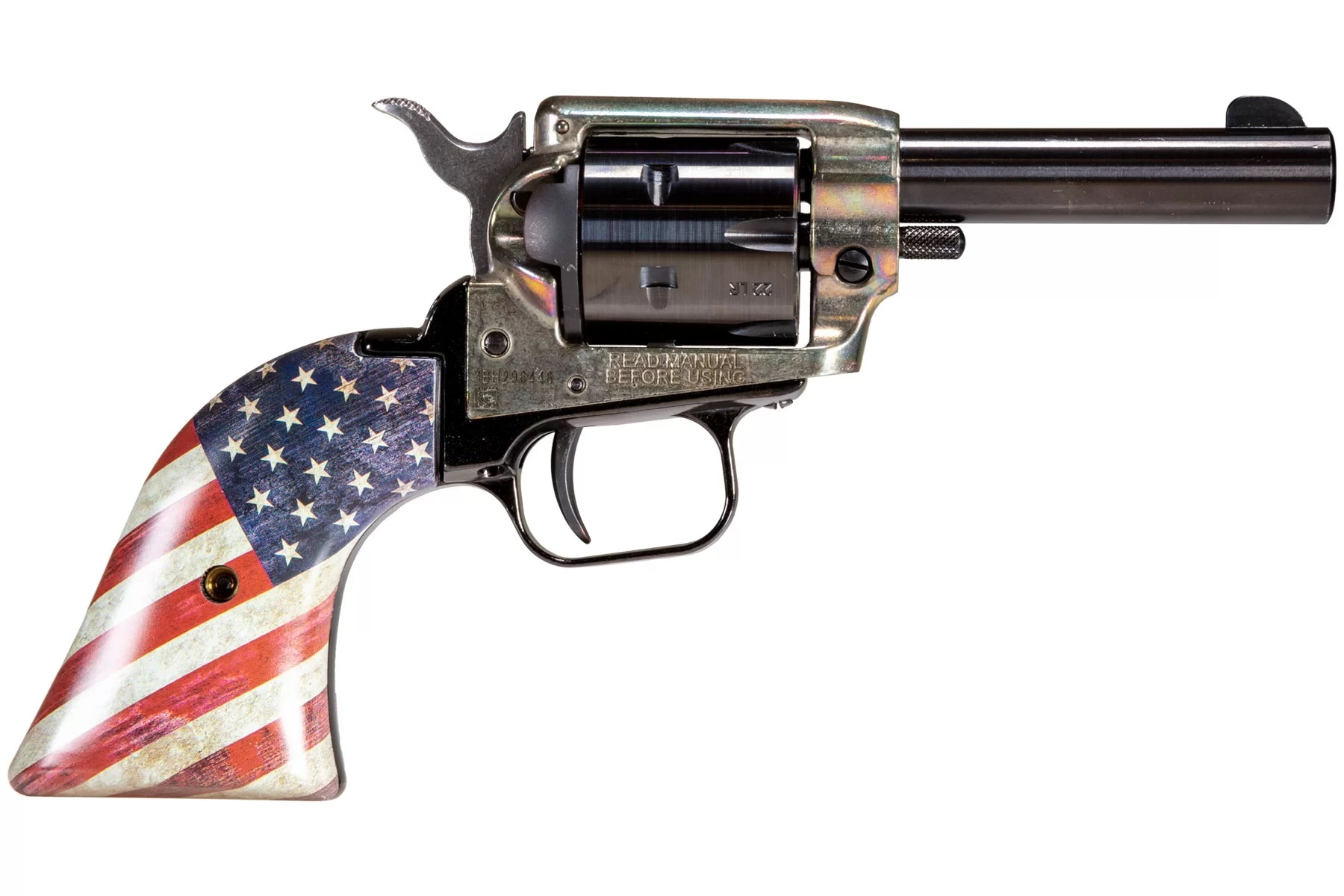Heritage Barkeep Revolver - Simulated Case Hardened | .22 LR | 3.6" Barrel | 6rd | US Flag Grips