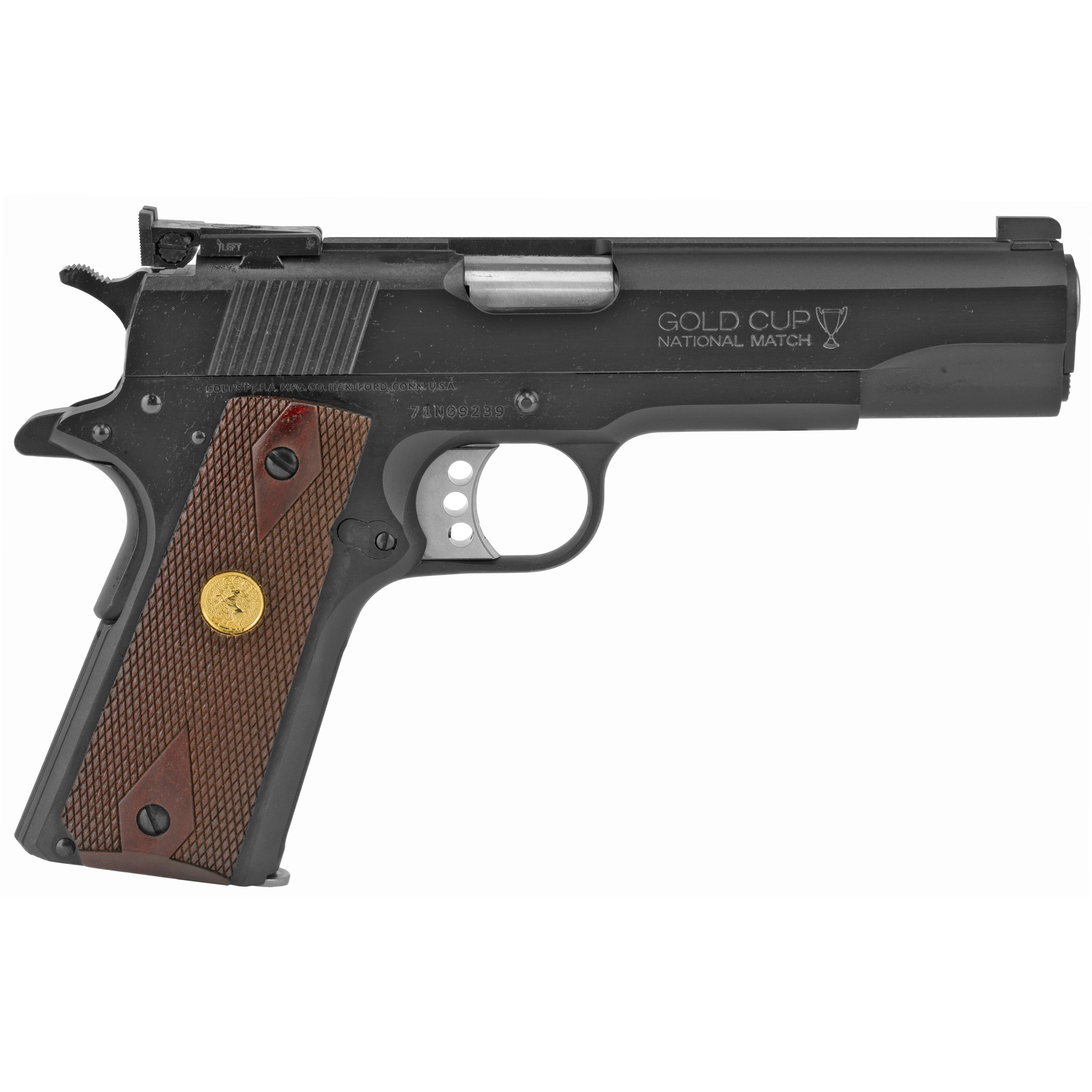 Colt Gold Cup National Match .38 Super 5 inch 9+1 Blued Rosewood Grips