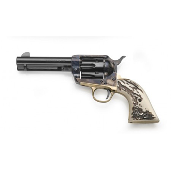 Taylors & Company 200064 1873 Cattle Brand 45 Colt (LC) Caliber with 4.75" Blued Finish Barrel, 6rd Capacity Blued Finish Cylinder, Color Case Hardened Finish Steel Frame & Imitation Stag Grip