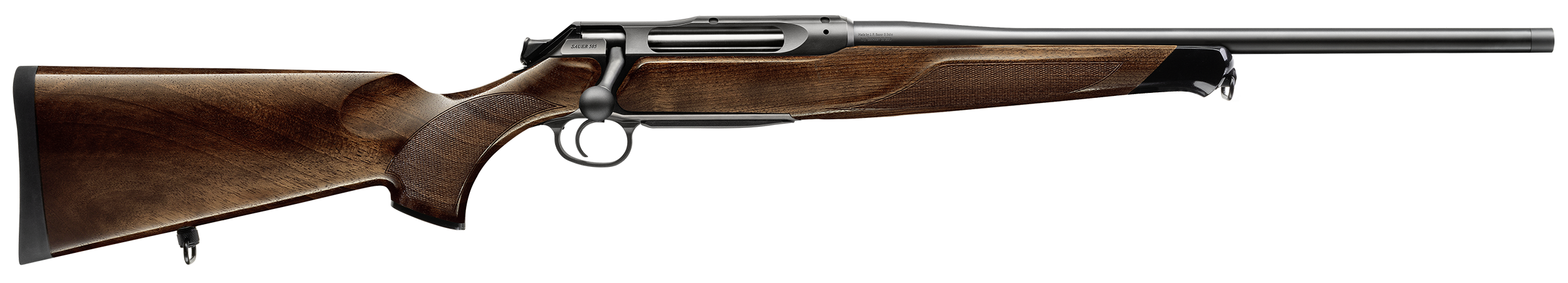 Sauer 80117093 505 Lux Full Size 243 Win 5+1 22" Matte Blued Threaded Barrel, Matte Blued Saddle Mount Steel Receiver, Grade 2 Wood Fixed Stock