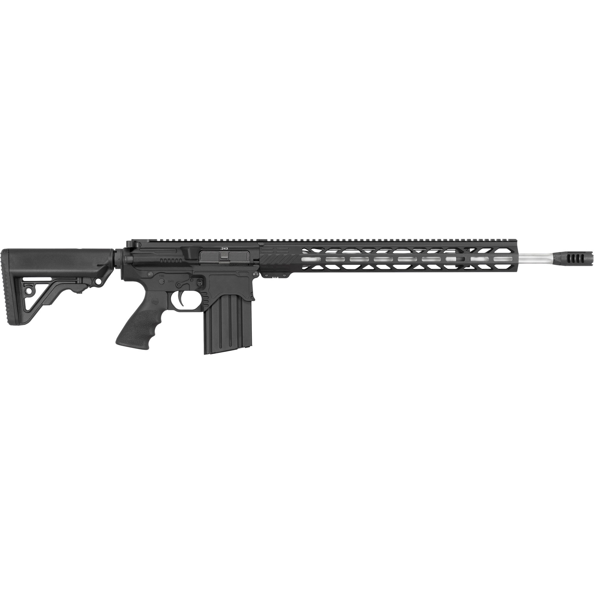 Rock River Arms 243A1534BT LAR-BT3 Predator HP 243 Win 20+1 20" Stainless Fluted Barrel, Black Billet Rec, OEM Operator CAR Stock & Operator Brake, 17" M-LOK Handgaurd, Hogue Rubber Grip