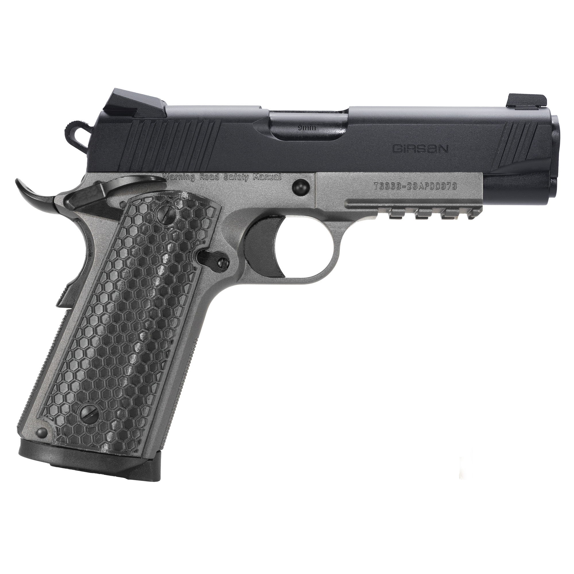 EAA GIRSAN 392077 MC1911 C Untouchable Compact Frame 9mm Luger 9+1 4.40" Black Steel Barrel, Black Serrated Steel Slide, Stainless Steel Frame w/Beavertail & Picatinny Rail, Black Polymer Grip