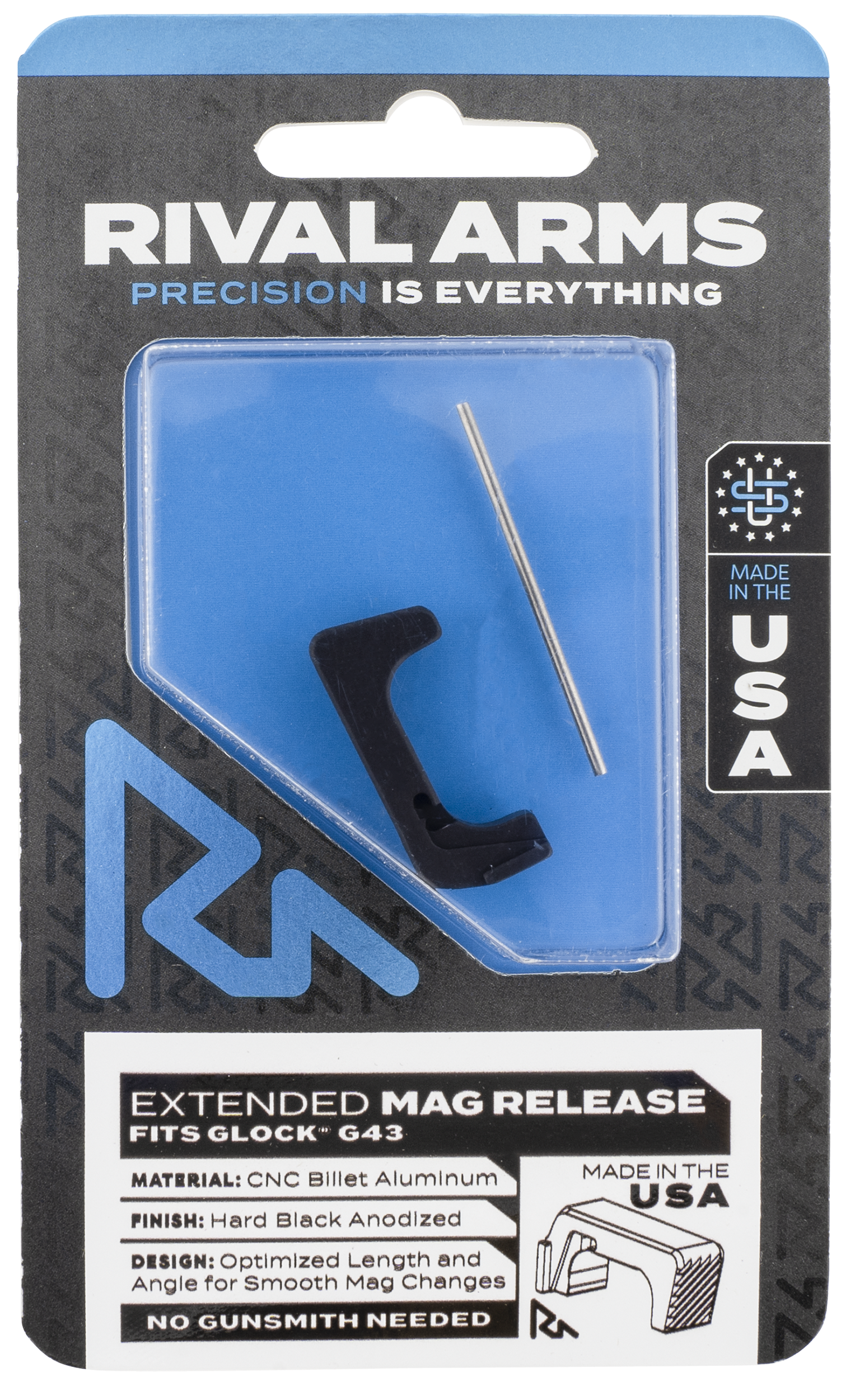 Rival Arms Extended Magazine Release for Glock 43 Aluminum Cnc Machined