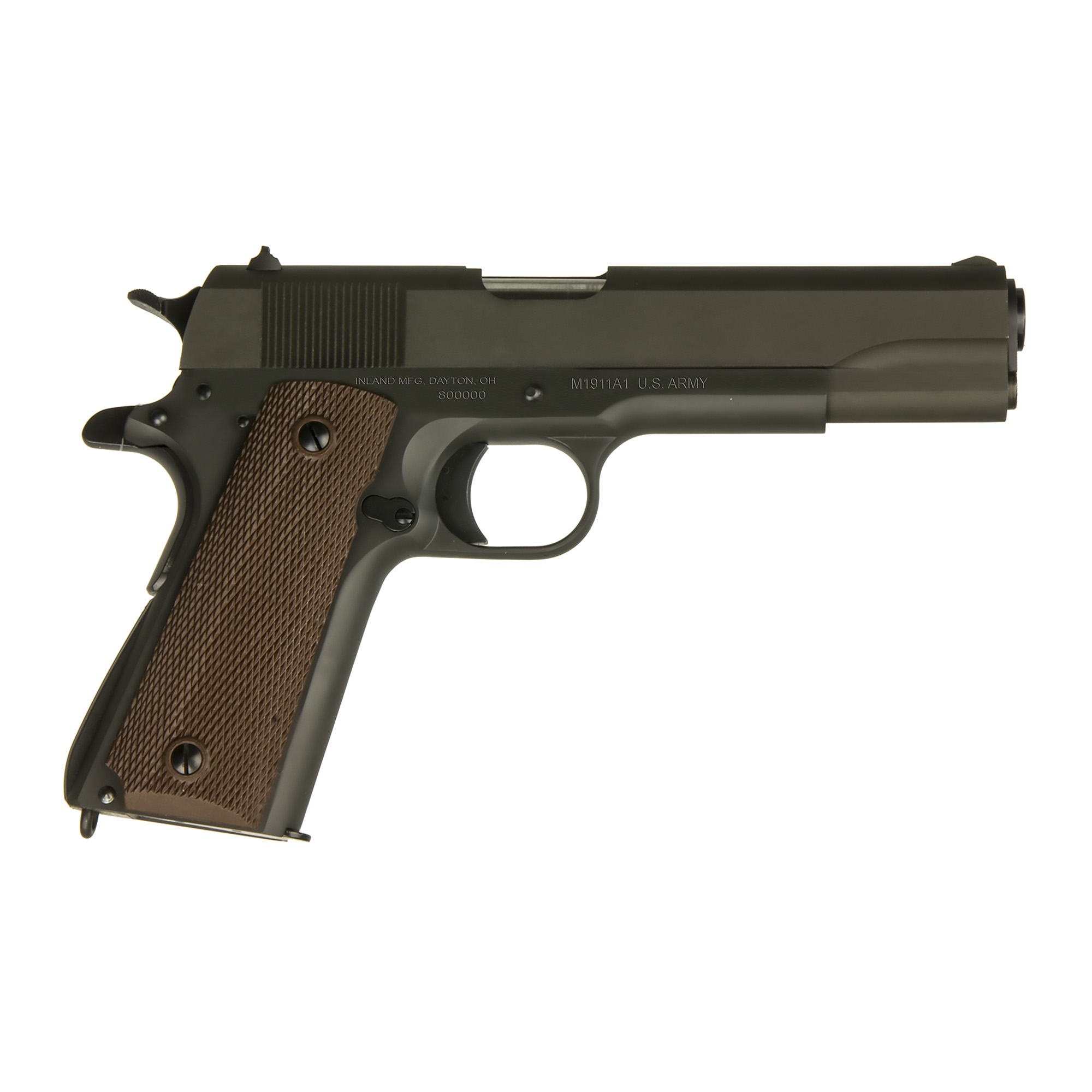 Inland MFG ILM1911 1911 A1 Government 45 ACP 7+1 5" Barrel, Black Parkerized Steel Frame w/Beavertail, Serrated Steel Slide, Wood Grip, Manual Safety