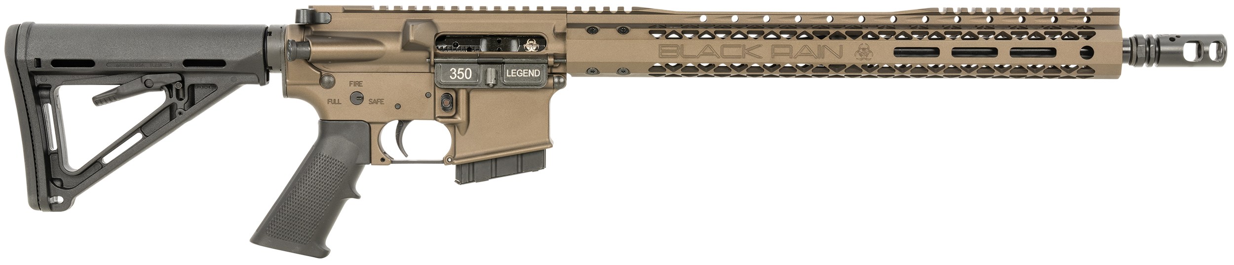 Black Rain Ordnance BROCARNIVORE350LMB Carnivore  350 Legend 20+1 16", Midnight Bronze Cerakote, 15" Slim M-LOK Handguard, Black Magpul Carbine Stock & A2 Grip, Tank Muzzle Brake