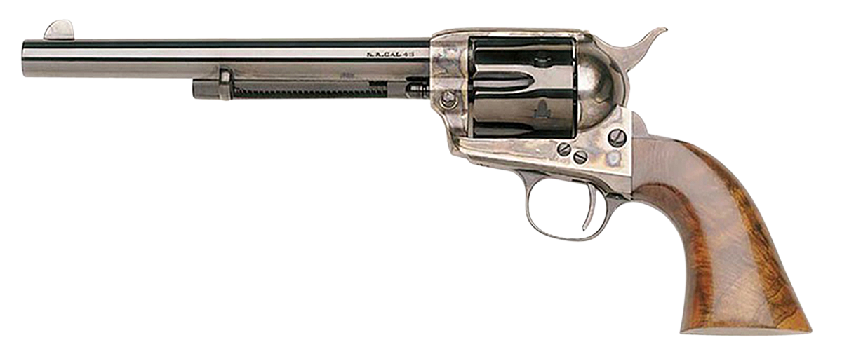 Taylors & Company 550907 1873 Cattleman SAO 45 Colt (LC) Caliber with 7.50" Blued Finish Barrel, 6rd Capacity Blued Finish Cylinder, Color Case Hardened Finish Steel Frame & Walnut Grip