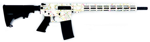 GLFA AR15 Rifle - White (Saved By The Splatter) | .223 Wylde | 16" Heavy Barrel | 15.25" M-LOK Handguard