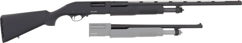 Akkar Churchill 620 Pump 20GA, 18.5in. Barrel, 5rd, Syn. Stock & Forend. Incl. 26" Barrel - Black (111205)