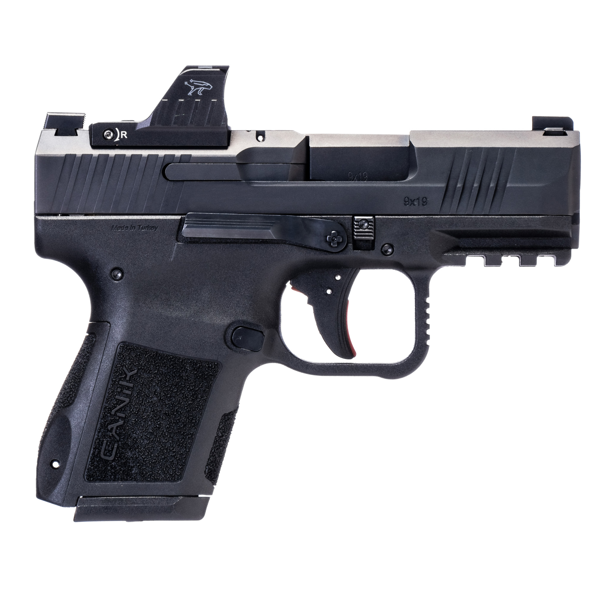 CANIK METE MC9 Pistol - Black | 9mm | 3.18" Barrel | 1 - 15rd & 1 - 12rd Mag | MeCanik MO1 Optic w/ Co-Witness Sights | Full Accessory Kit