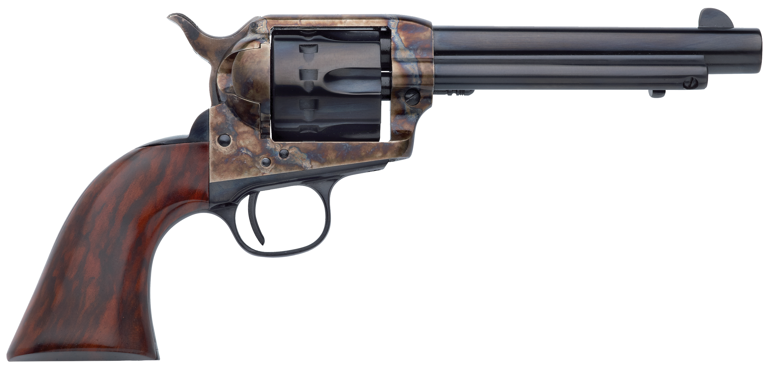 Taylors & Company 550805 1873 Cattleman 22 LR Caliber with 4.75" Blued Finish Barrel, 12rd Capacity Blued Finish Cylinder, Color Case Hardened Finish Steel Frame & Walnut Grip