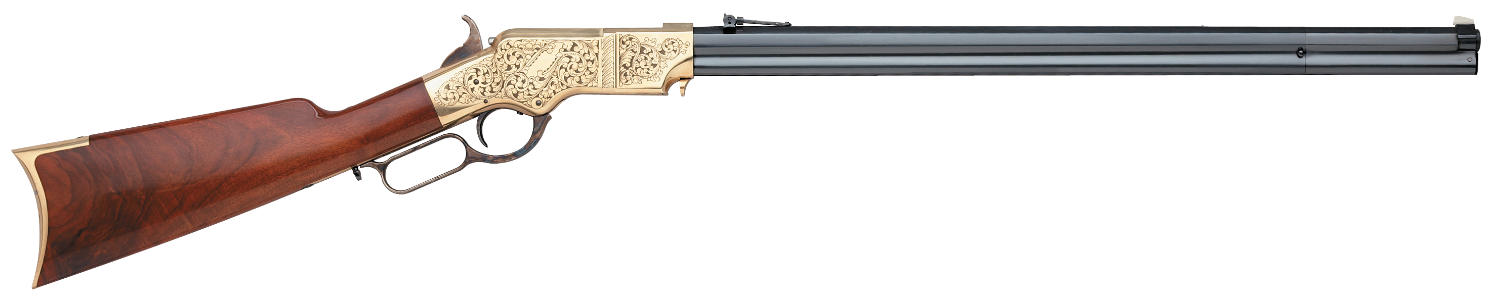 Taylors & Company 550295 1860 Brass Engraved 45 Colt (LC) 13+1 24.25" Blued Octagon Barrel, Brass Engraved/ Brass Receiver, Walnut/ Wood Stock,