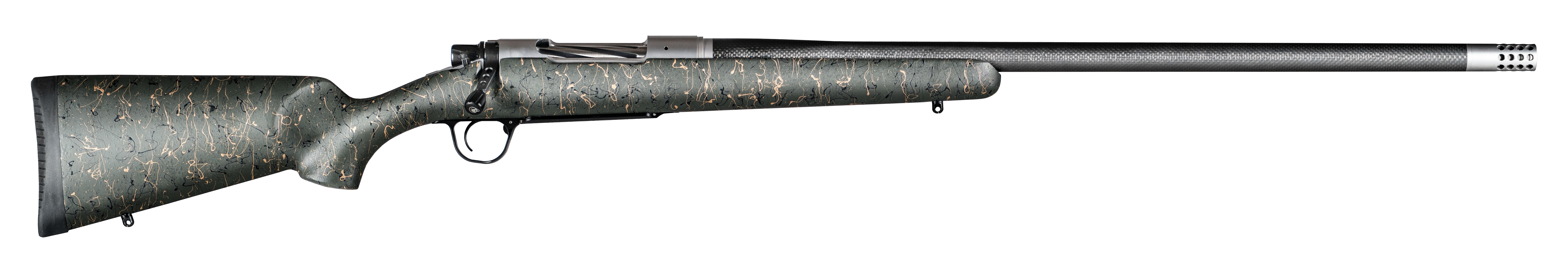 Christensen Arms CA10299815313 Ridgeline  28 Nolser 3+1 26" Carbon Fiber/Threaded Barrel, Natural Stainless, Green with Black/Tan Webbing Stock