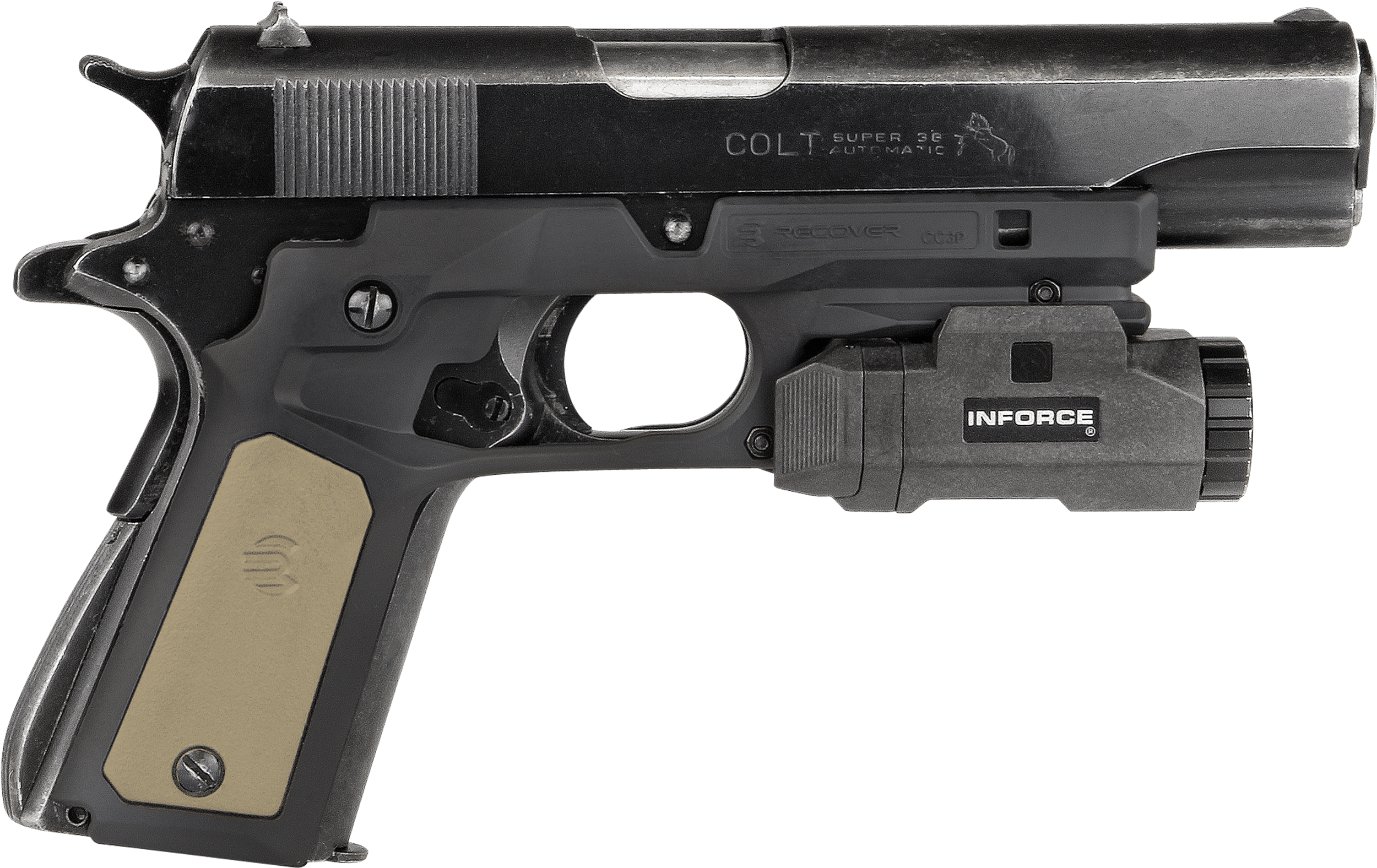 Recover Tactical CC3P0102 Frame Grip  Black Polymer Frame with Interchangeable Black & Tan Panels for Standard Frame 1911