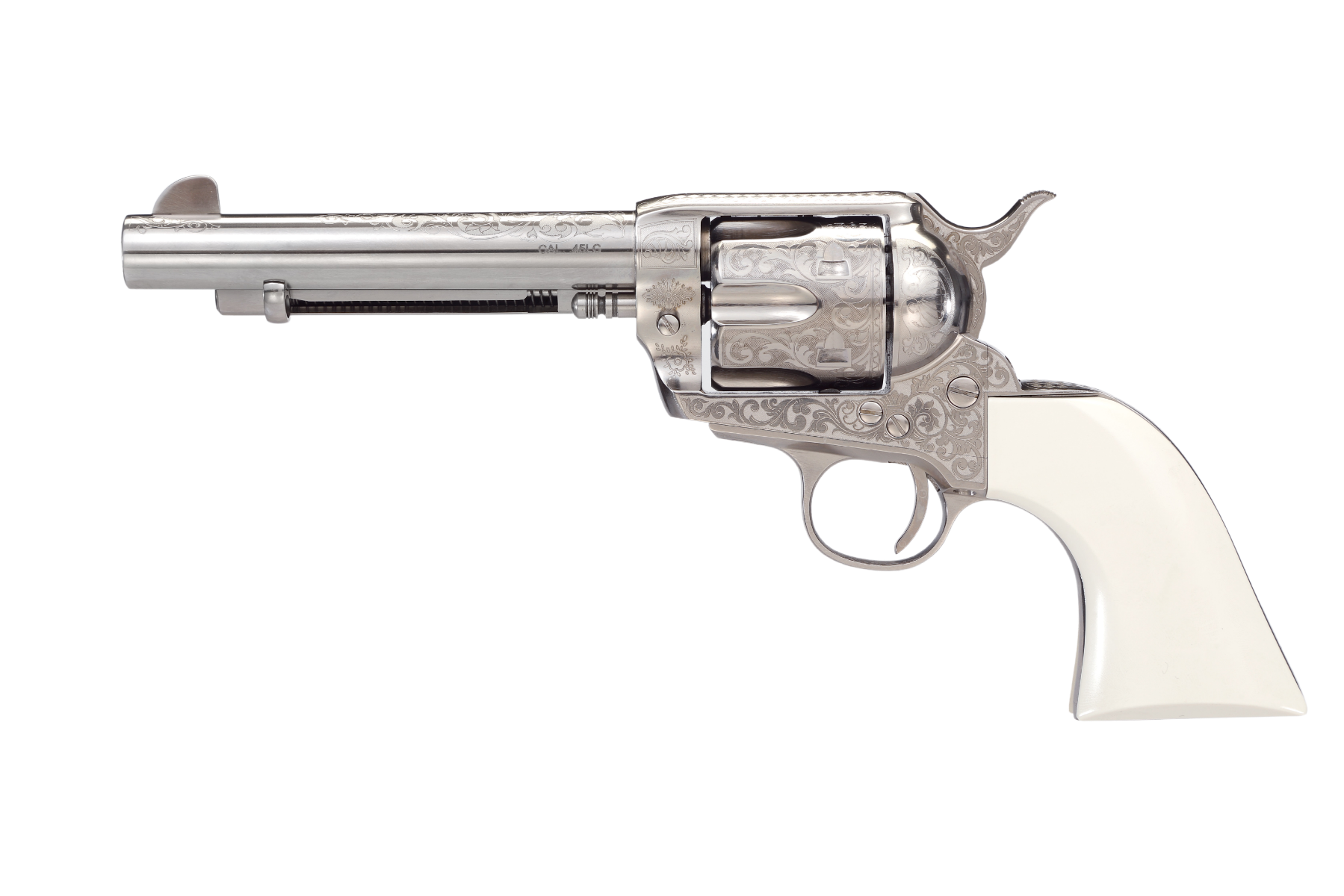 Taylor's 1873 Outlaw Legacy Handgun .45 Colt 6rd Capacity 5.5" Barrel Engraved Nickel with White
