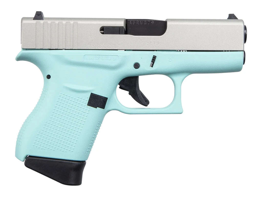 Glock G43 9mm Luger 3.41in 6rd Robin's Egg Blue Cerakote Satin Aluminum