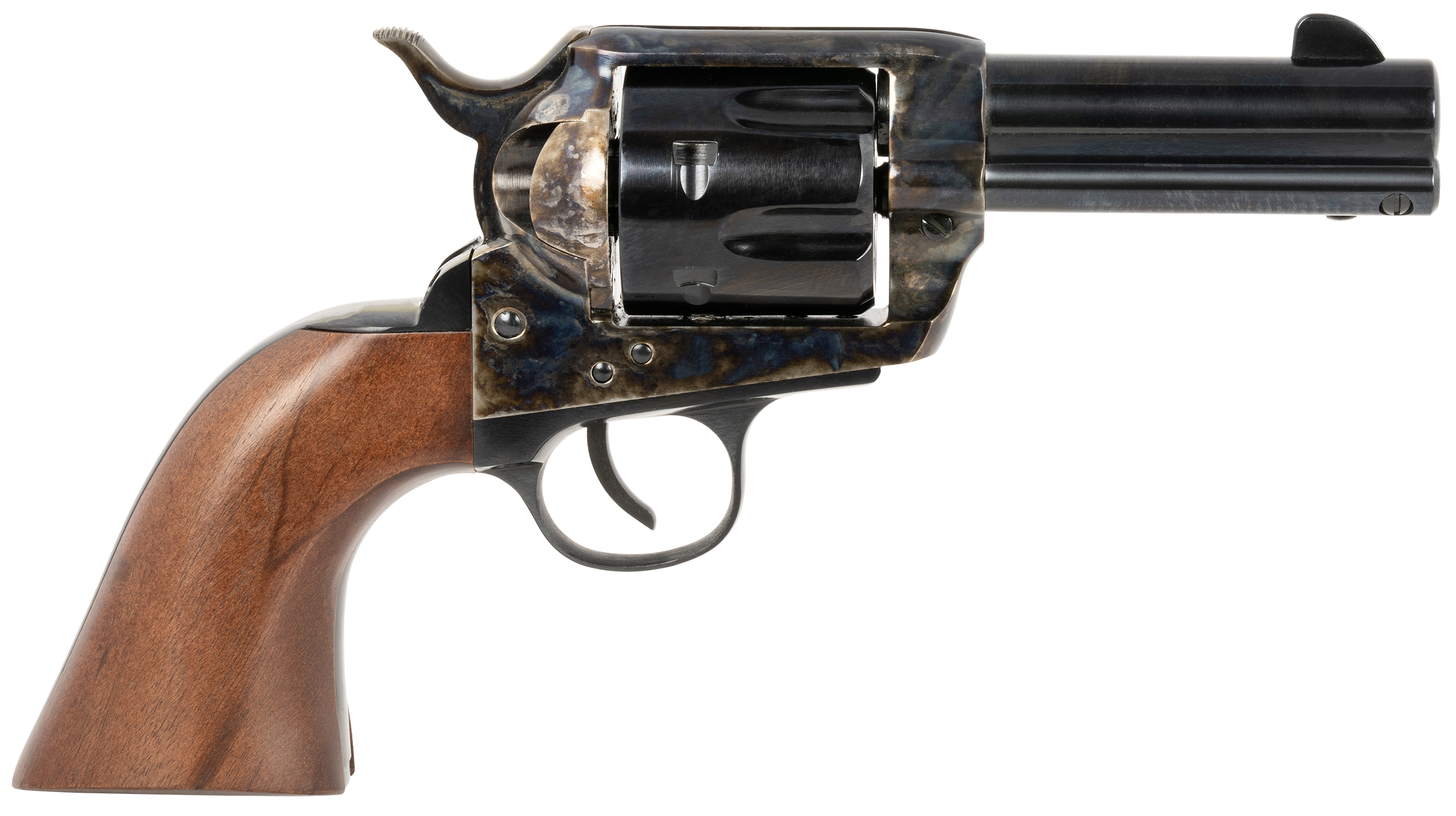 Traditions SAT73005 1873 Frontier 357 Mag 6rd 3.50" Blued Cylinder & Barrel Color Case Hardened Steel Frame Walnut Navy Size Grip