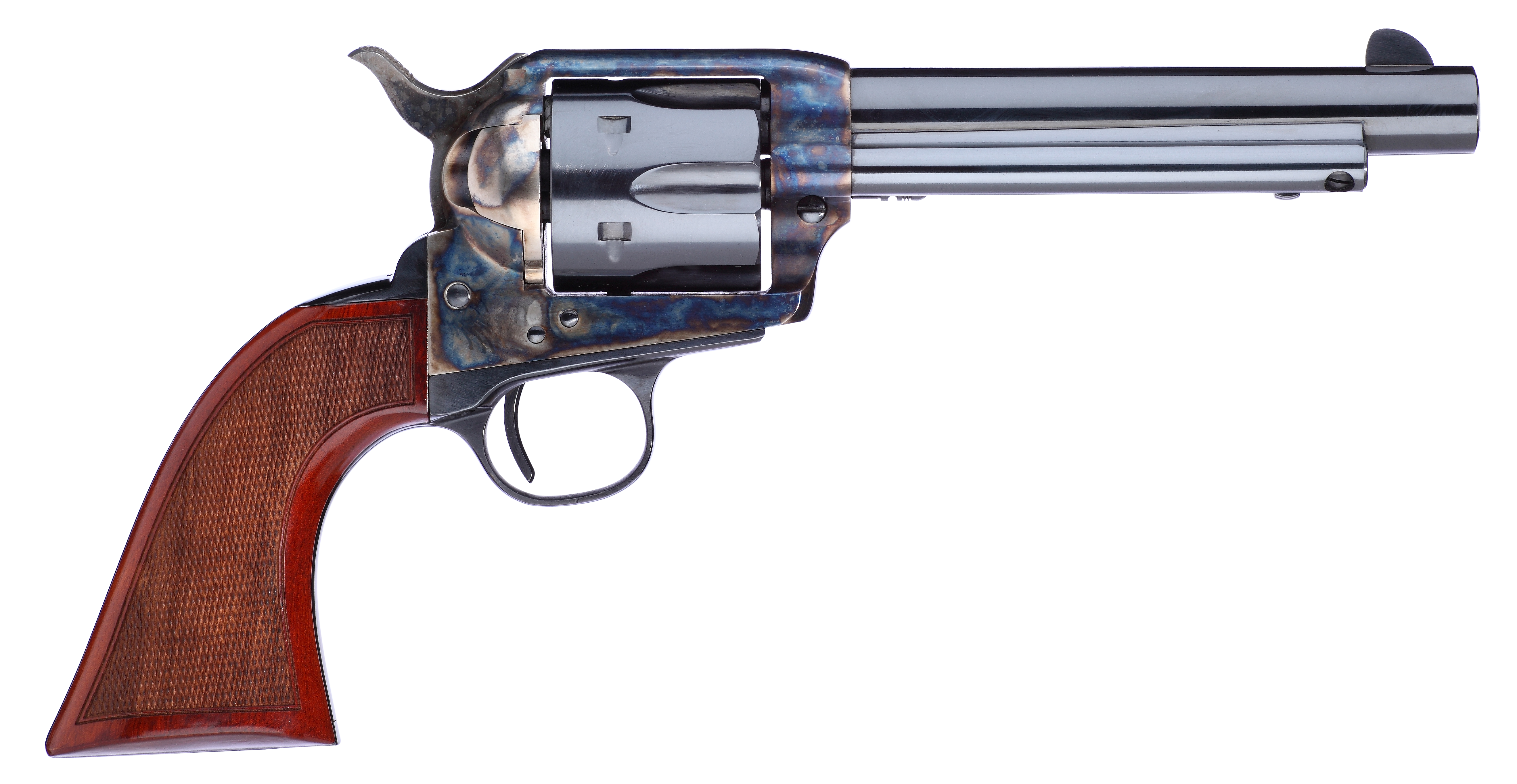 Taylors & Company 556208DE Short Stroke Gunfighter  45 Colt (LC) 6rd 5.50" Blued Cylinder & Barrel Color Case Hardened Steel Frame Checkered Walnut Army Size Grip (Taylor Tuned)