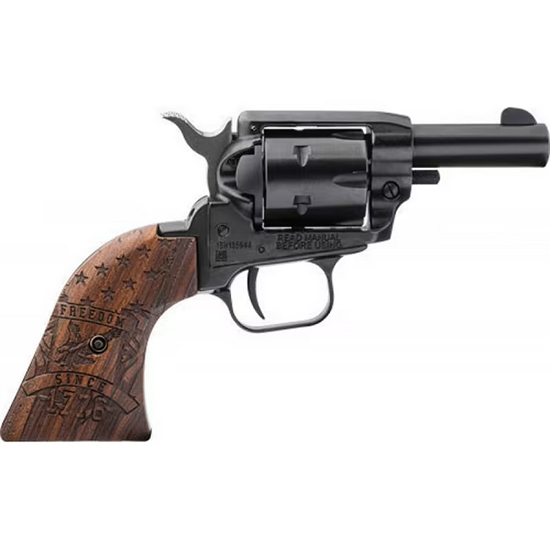 Heritage Barkeep Freedom Since 1776 22 Long Rifle 2.68 inch 6 rounds Blued Engraved Wood
