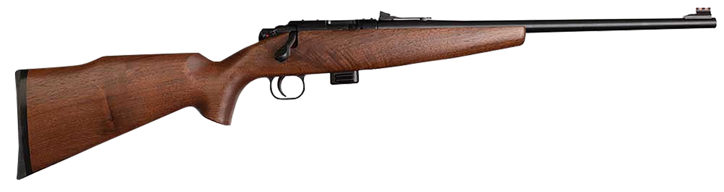 Crickett KSA20411 Model 722 Sporter Compact Youth 22 LR 7+1 16.25" Blued Barrel & Receiver, Fixed Front/Adjustable Rear Sights, Walnut Stock w/13.5" LOP, Rebounding Firing Pin Safety