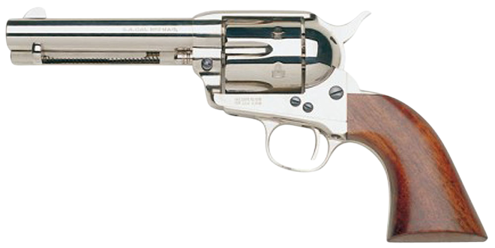 Taylors & Company 555124 1873 Cattleman 357 Mag Caliber with 4.75" Barrel, 6rd Capacity Cylinder, Overall Nickel-Plated Finish Steel & Walnut Grip
