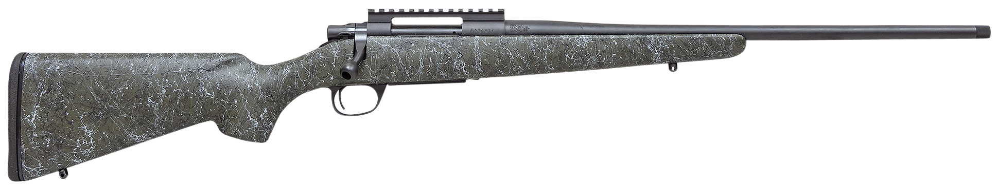 Howa HCSL65CGBG M1500 Super Lite Full Size 6.5 Creedmoor 5+1 20" Blued Threaded Barrel, Blued Picatinny Rail Steel Receiver, Green w/Gray and Black Webbing Fixed Stocky's Synthetic Stock
