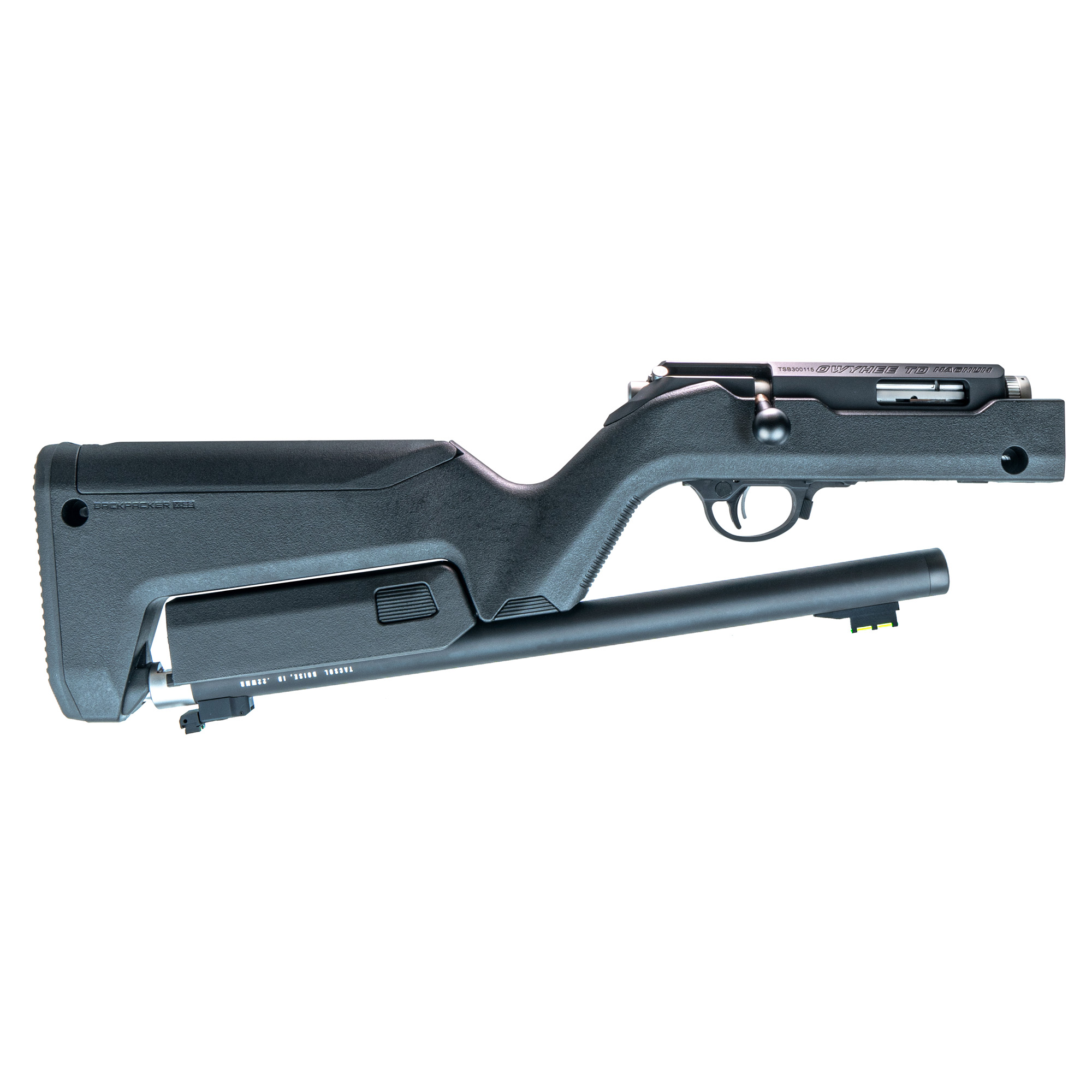Tactical Solutions OHRTD22WMRMBOBBLK Owyhee  22 WMR 10+1 16.50" Fluted/Threaded, Black, Folding Takedown Rec, Magpul Backpacker Stock, Fiber Optic Sights