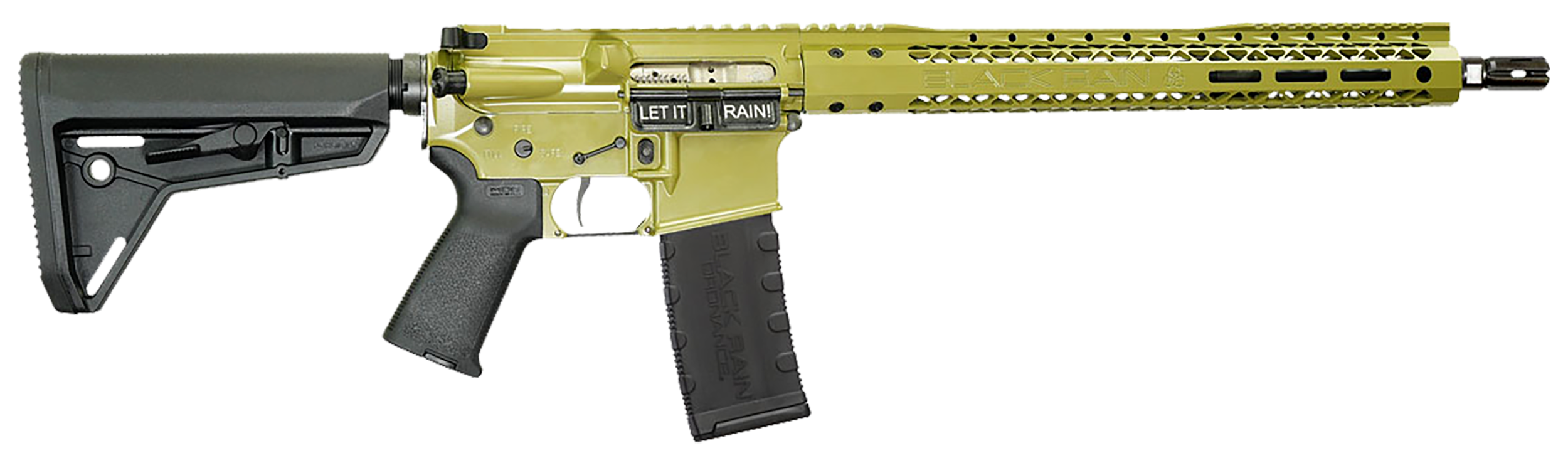 Black Rain Ordnance BROSSPBG Spec 15+ SSP 5.56x45mm NATO 30+1 16", Bazooka Green, 15" Slim M-LOK, Magpul Grip/Carbine Stock