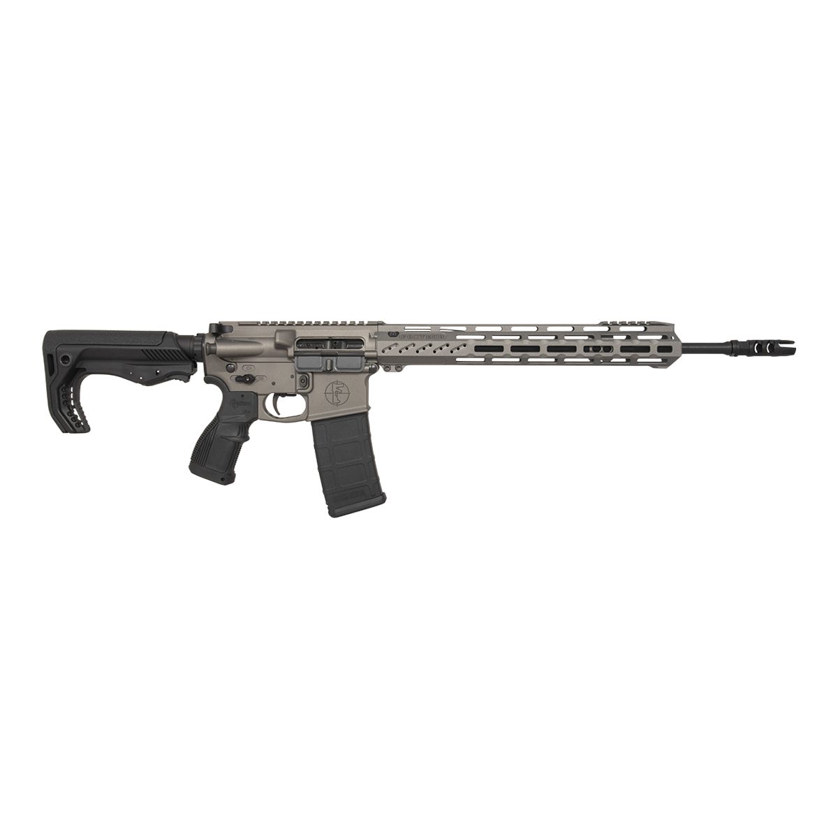 FosTech FLITE Elite Phantom Fighter AR-15 Rifle - Tungsten | 5.56 NATO | 16" Faxon Barrel | 13" Mach-2 Rail | FosTech Tomahawk Stock | Sabre Grip | Installed Echo Sport Trigger