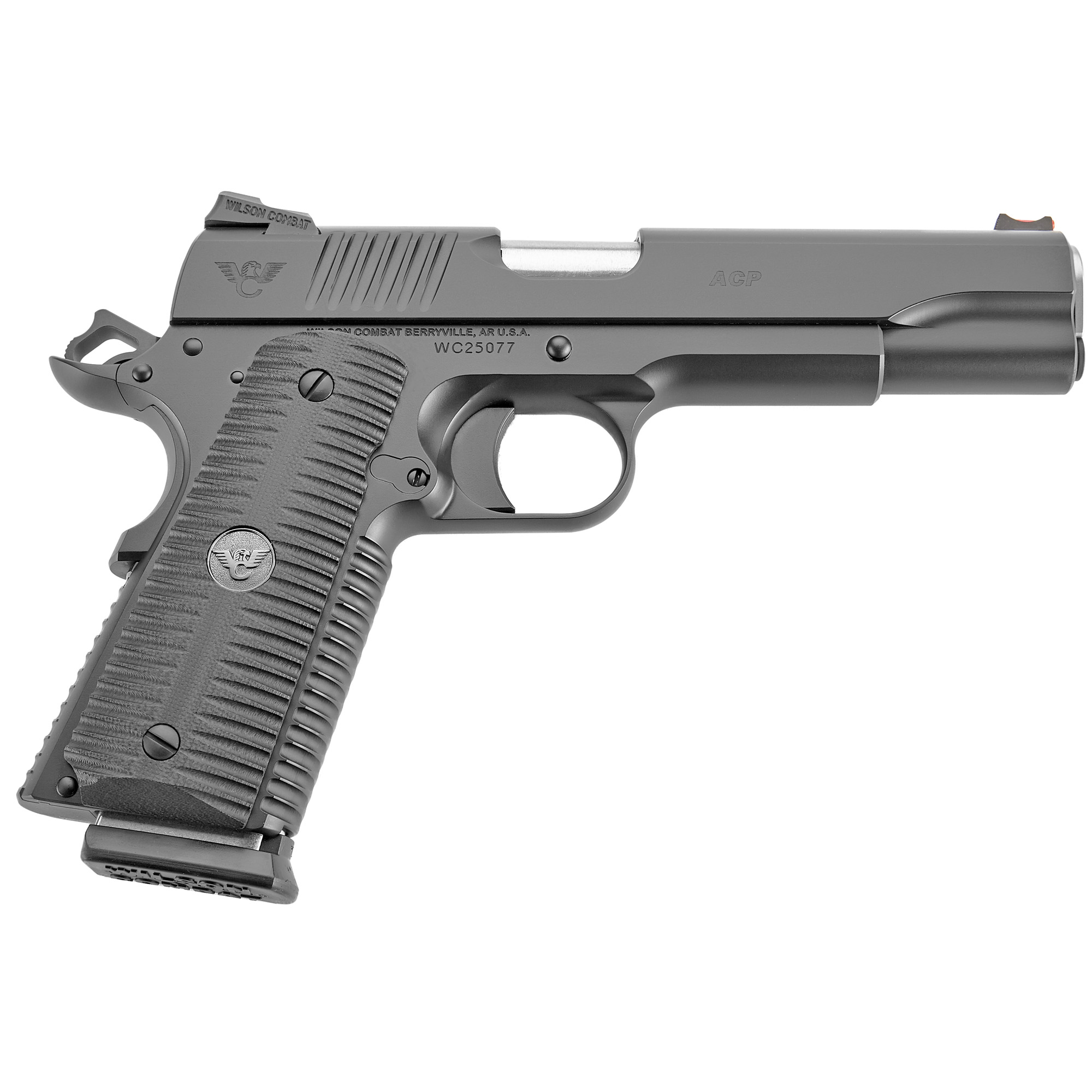 Wilson Combat ACPFS9 ACP Full-Size 9mm Luger Caliber with 5" Barrel, 10+1 Capacity, Black Armor-Tuff Finish Carbon Steel Beavertail Frame, Serrated Black Carbon Steel Slide & Black G10 Eagle Claw Grip