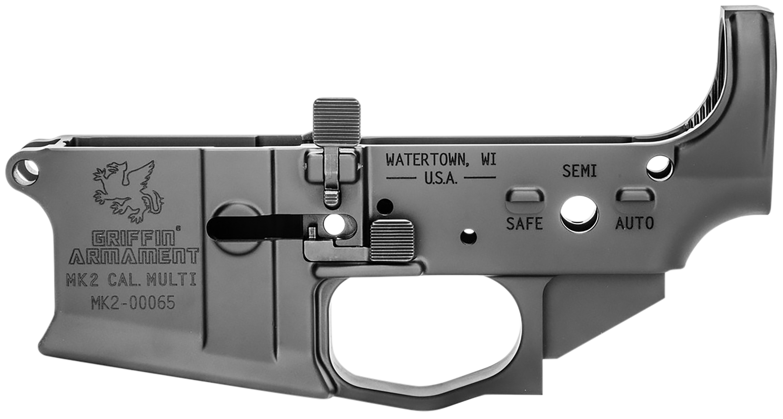 Griffin Armament MK2AL MK2 Stripped Lower Receiver 7075-T6 Aluminum Black Anodized for AR-15