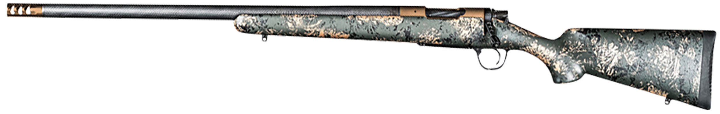 Christensen Arms 8010621200 Ridgeline FFT 308 Win 4+1 20" Carbon Fiber/Threaded Barrel, Burnt Bronze Cerakote, Green with Black/Tan Accents Stock,