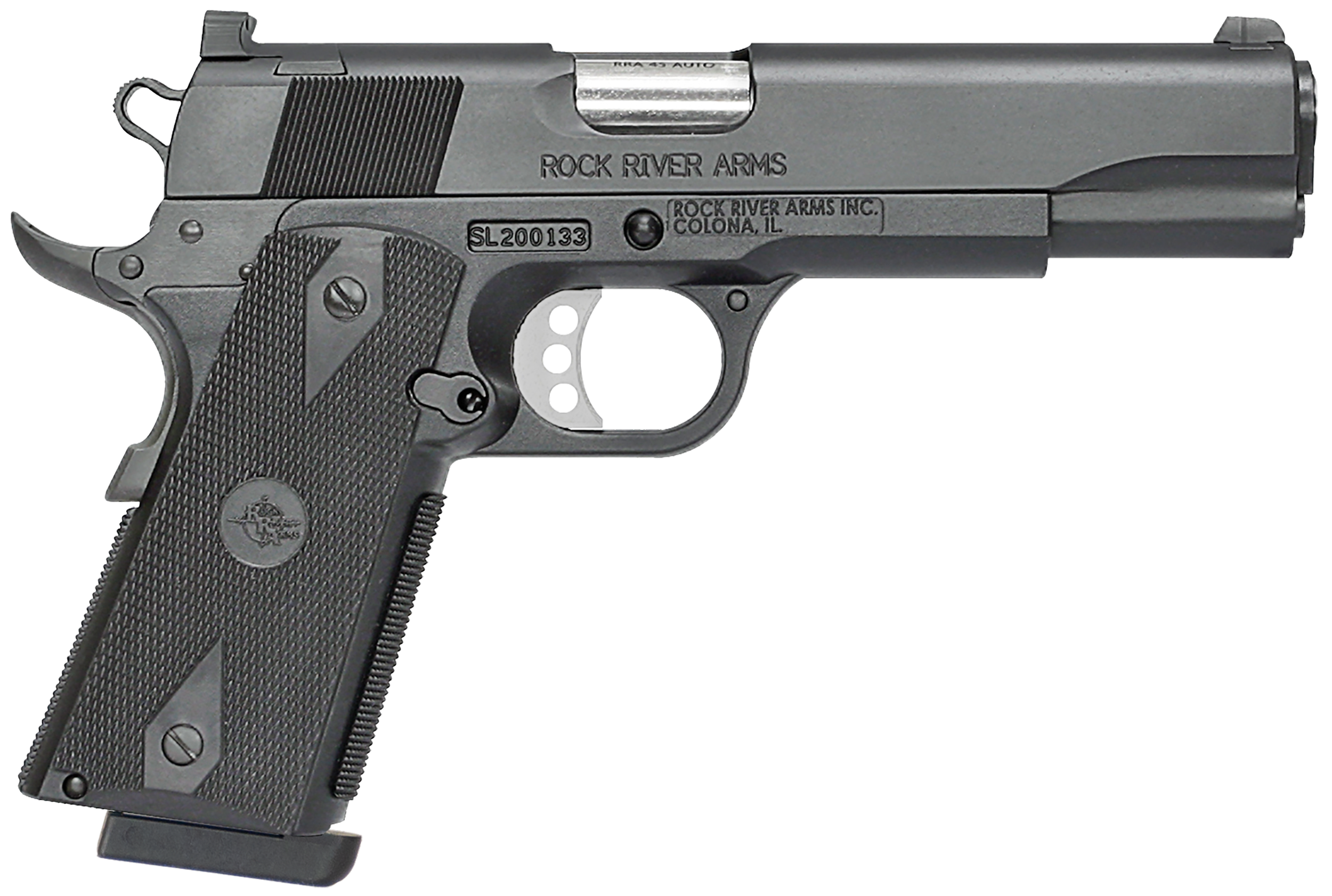 Rock River Arms PS6000 PS6000  45 ACP 7+1 5" Stainless Chrome Moly Barrel, Black Parkerized Serrated Steel Slide & Polymer Frame w/Beavertail, Black Overmolded Grip, Ambidextrous