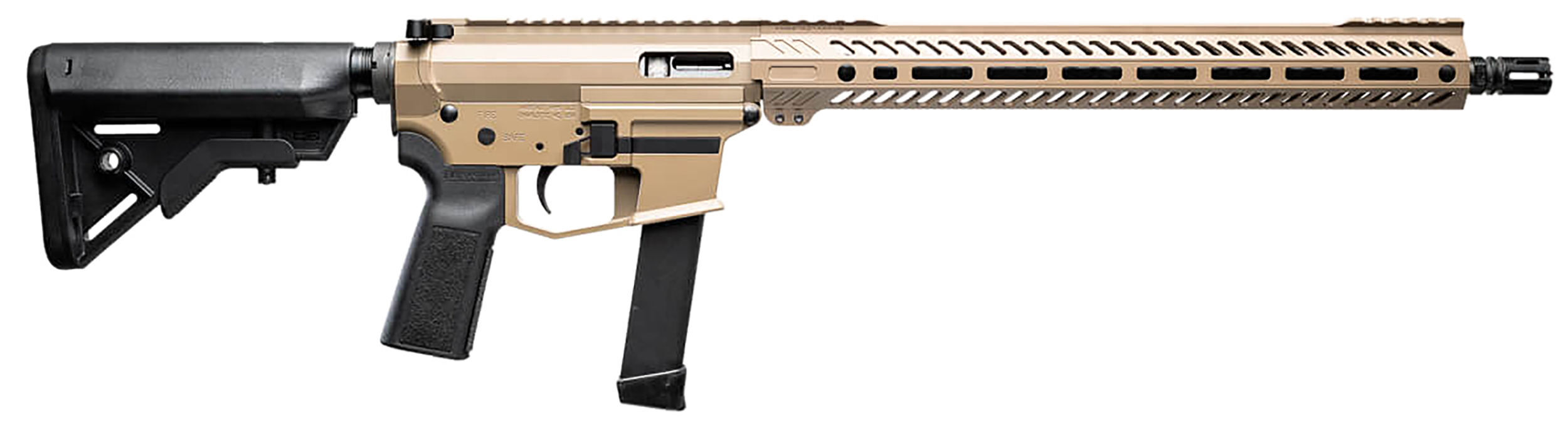 Angstadt Arms UDP-9 9mm Luger, 16in. Barrel, 15rd, 15" MLOK Handguard, Bravo B5 Stock & P23 Grip. Accepts Glock Mags - FDE (NPN: AAUDP09RFR)
