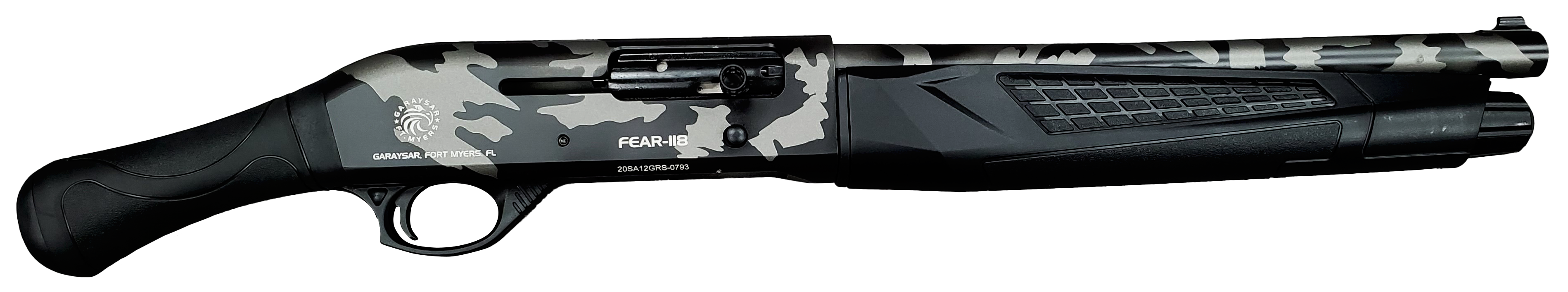 Garaysar Fear-118 12GA, 14.5in. Barrel, 4rd, Bird's head grip - Gray Camo (FEAR118GC)