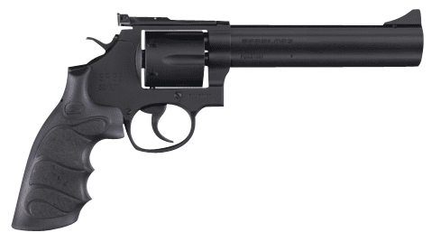 SAR USA SARSR38BL6 SAR SR  38 Special/357 Mag 6 Shot, 6" Black Steel Barrel, Cylinder & Frame w/Black Finger Groove Grip, Drop Safety/Hammer Block Safety, Exposed Hammer