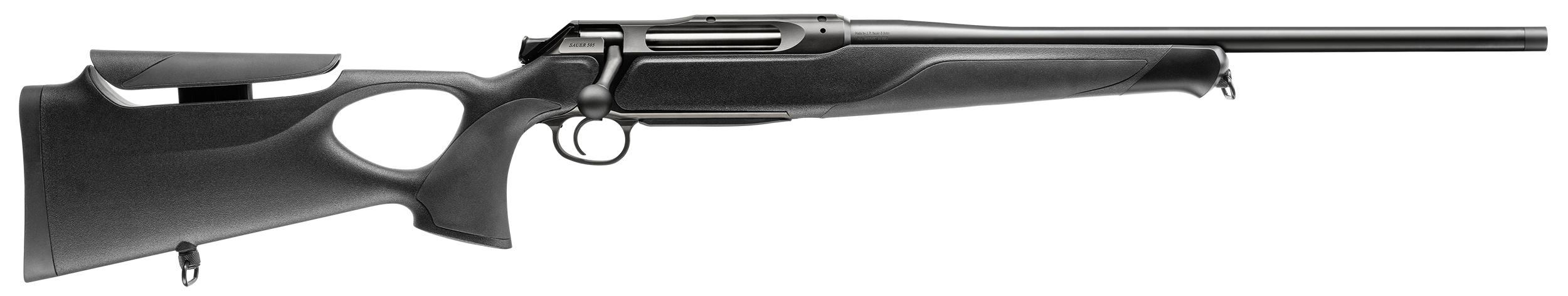 Sauer 80117656 505 Synchro XT Full Size 375 H&H Mag 3+1 24" Titanium Gray Steel Barrel, Saddle Mount Steel Receiver, Black Thumbhole w/Adj Comb Synthetic Stock
