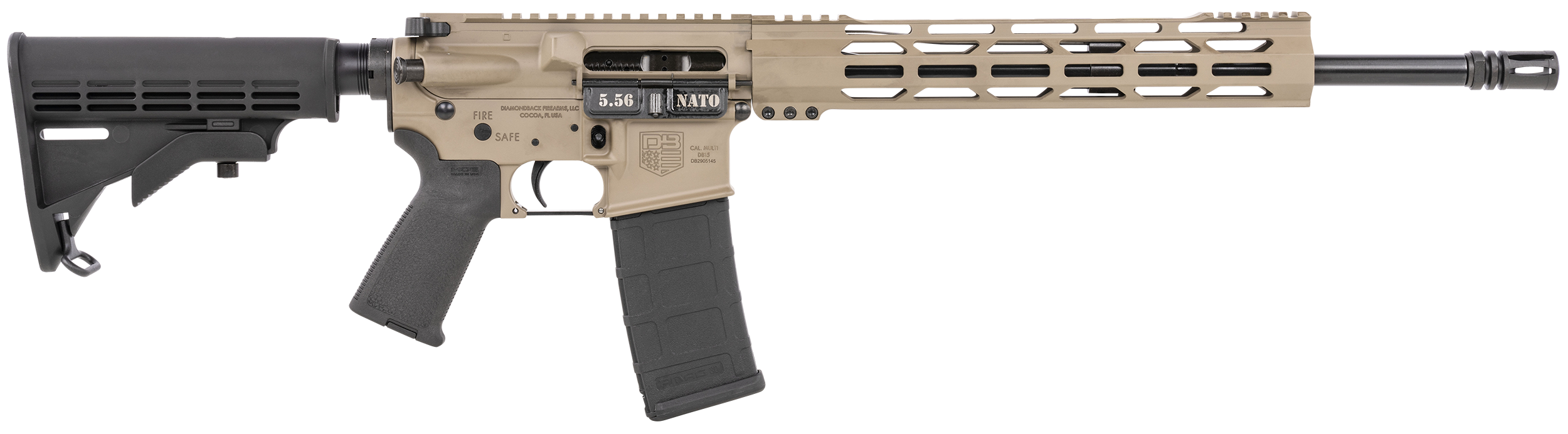 Diamondback DB15 5.56x45mm NATO 16in 30+1 Flat Dark Earth Receiver Magpul MOE Grip