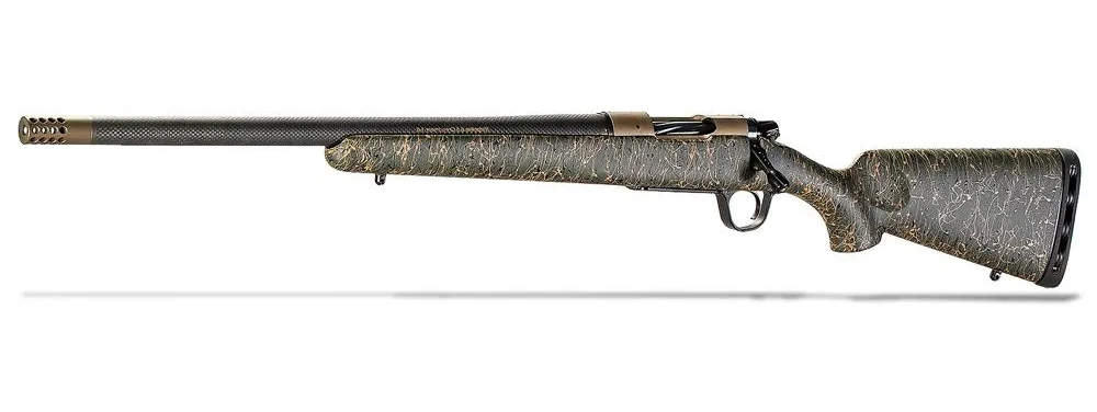 Christensen Arms Ridgeline, 243 Winchester, 24in. Barrel, 4rd, CF Stock with Green & Black Accents, CF Barrel, Radial Muzzle Brake - GBronze (NPN: 801-06036-00)