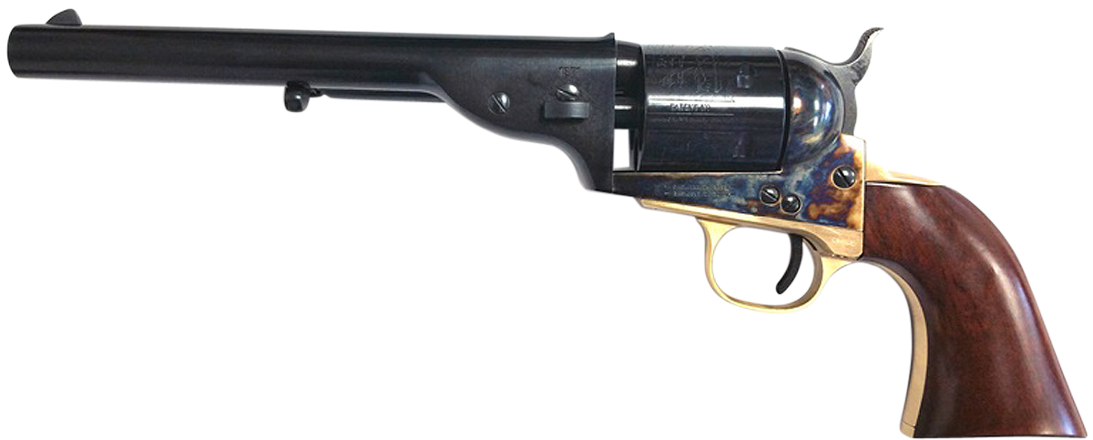 Taylors & Company 550725 1851 Open-Top 45 Colt (LC) Caliber with 7.50" Blued Finish Barrel, 6rd Capacity Blued Finish Cylinder, Color Case Hardened Finish Steel Frame & Walnut Navy Size Grip