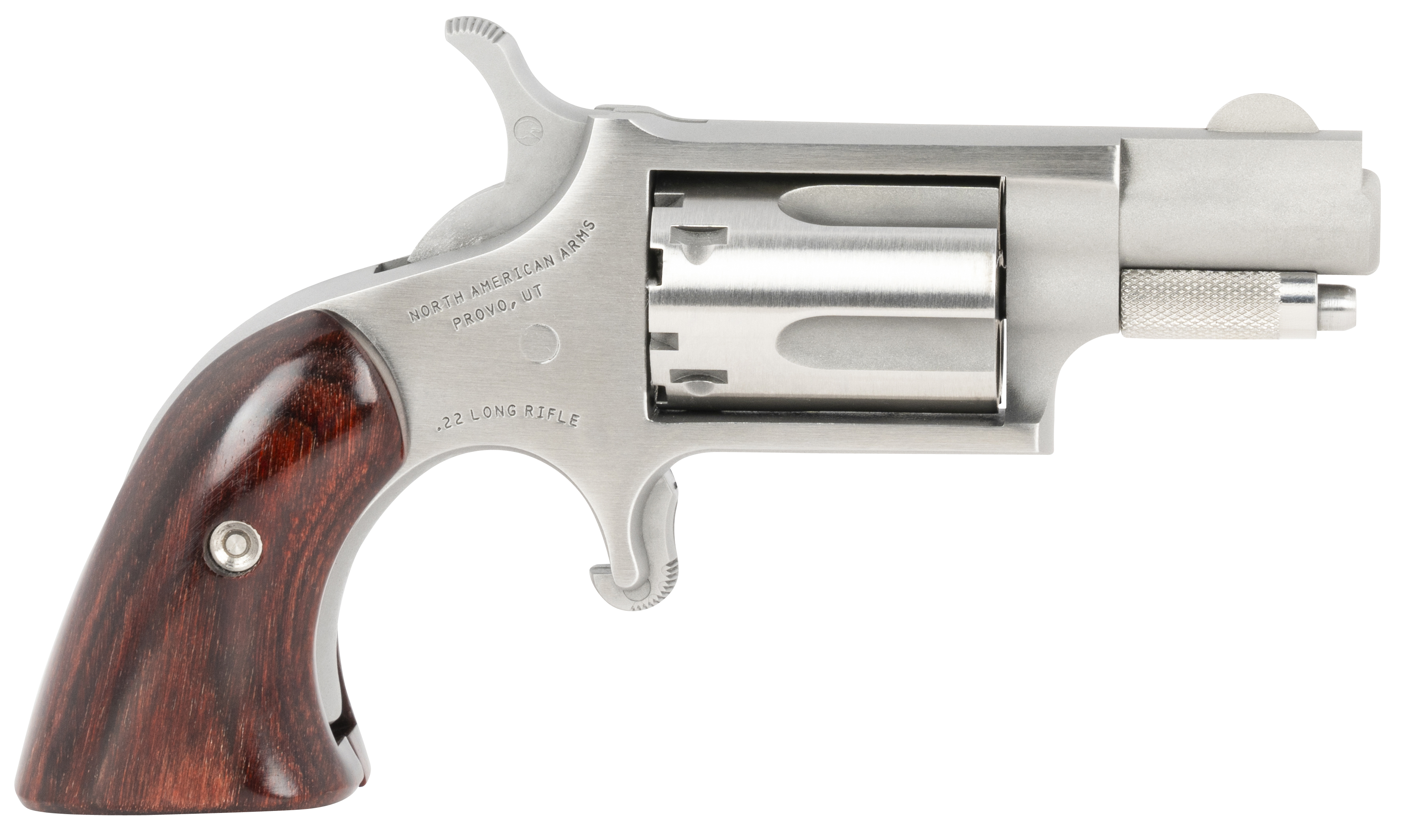 North American Arms 22LRGBG Mini-Revolver  22 LR 5 rd 1.13" Barrel, Stainless Steel Barrel/Cylinder/Frame, Exclusive Wood Boot Grip
